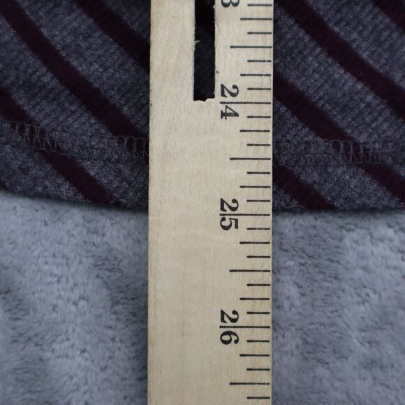 Old Navy Shirt Women L Maroon Gray Stripe Sweater Flowy Lightweight Split Bottom - Picture 4 of 16